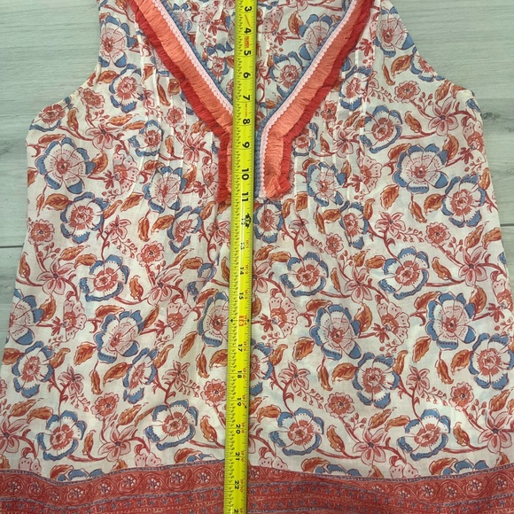 Vineyard Vines Floral Sleeveless V-Neck Top Tunic with Ruffle Trim Sz M - Picture 8 of 8